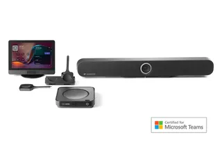 Barco ClickShare Hub Pro + Sennheiser TeamConnect Bar M room system